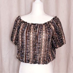 Boho short Sleeve Multi color blouse Size Large